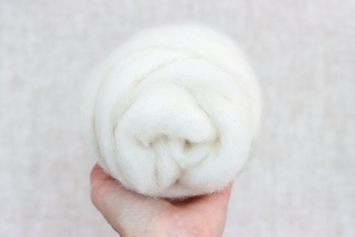 White - Corriedale Carded Sliver for Needle Felting, Wet Felting, and Spinning