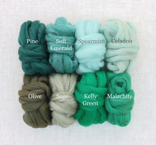 Parrot Green - Merino Wool/Silk Blend Roving – Grey Fox Felting