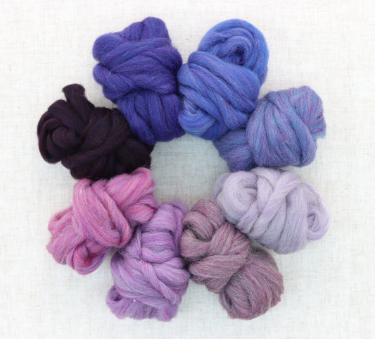 Purples and Violets Wool Roving Sampler