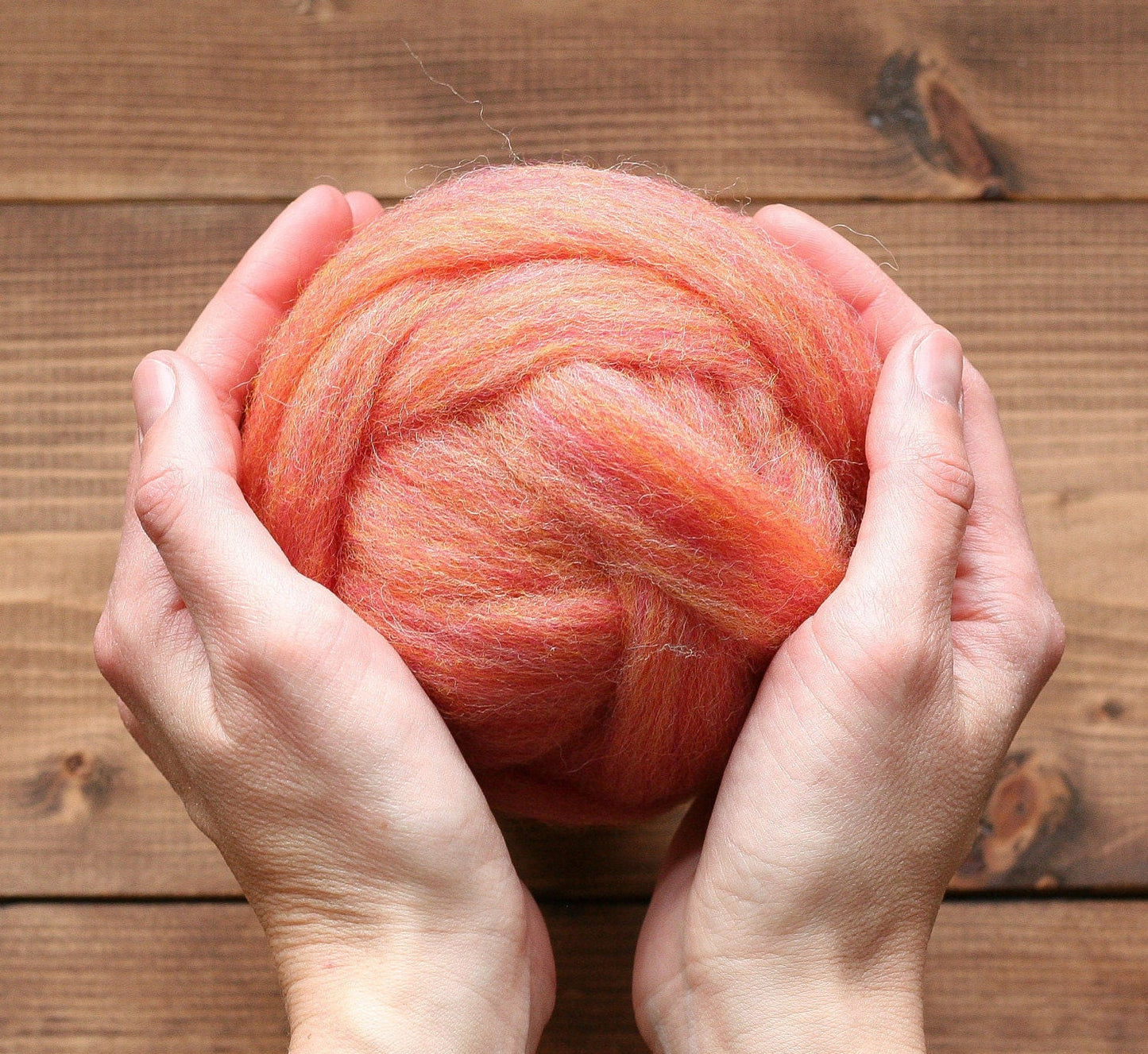 Pink Grapefruit - Wool Roving