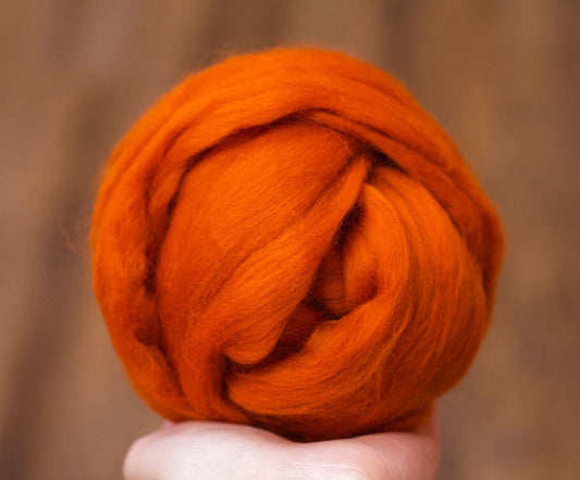 Pumpkin Orange - Merino Wool Roving