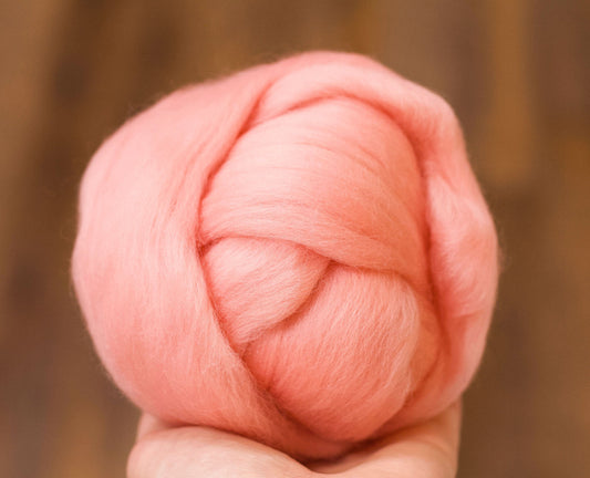 Carnation Pink - Merino Wool Roving