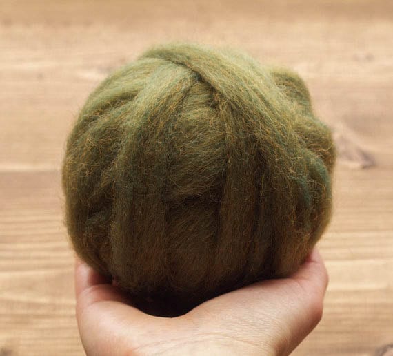 Olive - Wool Roving