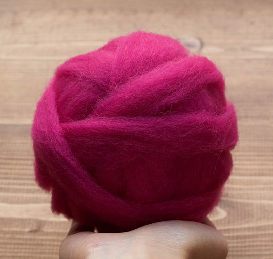 Fuchsia Pink - Wool Roving